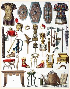 an image of various items that are in the shape of a collage on white paper