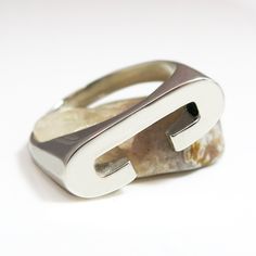 "This pretty custom initial ring displays your choice of initial letter in block font. Simply choose the initial you want and we will make it to a meaningful gift to a unique person that shows how much he means to you. This statement-making personalized letter ring is eye-catching and perfect for any special occasion or for everyday wear. Be sure that you will enjoy your C initial ring. Customization: * You can order this ring in sterling silver or different shades of gold plating - rose gold or Initial Open Ring With Polished Finish For Promise, Polished Finish Initial Ring For Promise, Promise Initial Open Ring With Polished Finish, Modern Open Initial Ring With Polished Finish, Modern Monogram Jewelry For Anniversary, Silver Initial Ring With Polished Finish, White Gold Initial Ring With Monogram, Modern White Gold Initial Ring, Modern Initial Open Ring For Promise