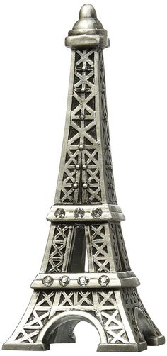 a metal model of the eiffel tower on a white background with clipping