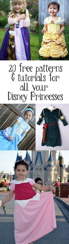 there are pictures of princesses and their dresses