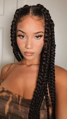 Protective Hairstyles For White Women, Dominican Braids, Braids For Hispanic Women, Jumbo Goddess Braids, Thick Box Braids, Big Box Braids Hairstyles, Cute Box Braids Hairstyles, Palaye Royale, Pretty Braided Hairstyles