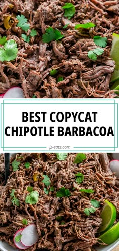 the best copycat chipote barbacoa recipe is in a bowl