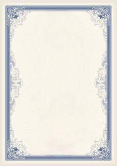 a blue and white certificate with an ornate border