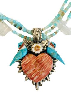 Lightness Of Being Necklace – Sweet Bird Studio Artisan Heart Necklace With Natural Stones, Unique Heart-shaped Necklaces With Natural Stones, Turquoise Jewelry Necklace, Native Necklace, Found Object Jewelry, Vintage Jewelry Ideas, Bold Statement Jewelry, Hummingbird Necklace, Native American Necklace