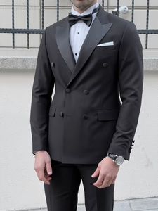 Louis Slim Fit High Quality Pointed Collared Double Breasted Tuxedo (Party Suit/Tuxedo) | BOJONI Black Tuxedo Suit, Tuxedo Colors, Suit Clothes, Double Breasted Tuxedo, Clothes Jacket, Suit Tuxedo, Fashion Dresses Formal, Comfortable Mens Shoes, Slim Fit Tuxedo