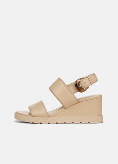 Buy Roma Leather Wedge Sandal for USD 206.50 | Vince Beige Sandals With Tang Buckle For Spring, Synthetic Double Strap Wedge Sandals With Heel Strap, Spring Wedge Sandals With Adjustable Strap, Leather Double Strap Wedge Sandals With Adjustable Strap, Leather Wedge Sandals With Double Adjustable Straps, Leather Wedge Sandals With Adjustable Double Straps, Leather Wedge Sandals With Buckle Closure, Leather Wedge Sandals With Buckle And Single Toe Strap, Synthetic Double Strap Wedge Sandals With Heel Loop