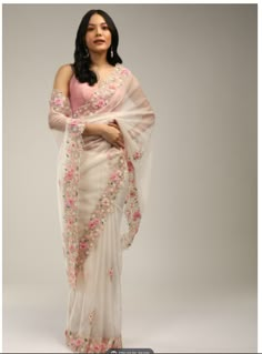 Indian Sari Dress, Kalki Fashion, India Dress, Desi Fashion Casual, White Saree