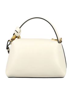 100% full grain calf leather lining, 100% polyester Designer White Calf Leather Shoulder Bag, White Chic Calf Leather Shoulder Bag, Chic White Calf Leather Shoulder Bag, Classic Calf Leather Bag With Gold-tone Hardware, White Calf Leather Shoulder Bag With Soft Leather, White Calf Leather Satchel Shoulder Bag, White Rectangular Calf Leather Shoulder Bag, White Calf Leather Shoulder Bag With Removable Pouch, White Calf Leather Shoulder Bag With Double Handle