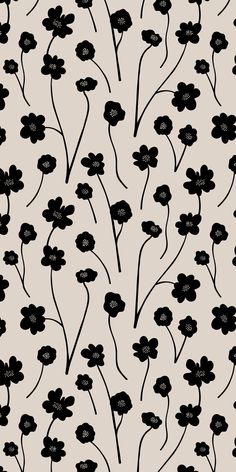 a black and white flower pattern on a gray background