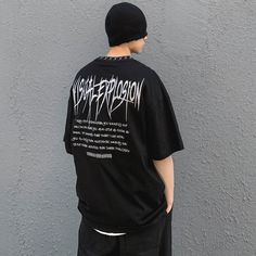 T-Shirt by DYSTOPIɅN ™️Exclusive Coming soon to your Saved Items Crew neck Short sleeves Gothic print to front Oversized fit Relaxed and roomy Main: 100% Cotton. Black Urban Fashion, Gothic Tees, Black And White Tees, Streetwear Shorts, Summer Streetwear, Embroidery Cotton, Black Embroidery, Japanese Streetwear, Shirt Embroidery