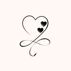 two hearts are in the shape of an x on a white background with black lines