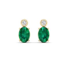 These exquisite emerald and diamond stud earrings are a timeless and elegant addition to any jewelry collection. The vibrant green emeralds are beautifully complemented by the sparkling diamonds, creating a stunning contrast that is sure to catch the eye. Metal: 14K Gold Setting Type: Prong Rhodium Finish: Yes, on White Gold Gemstone Details: Gemstone: Emerald Shape: Oval Average Dimensions: 7.00 x 5.00 MM Quantity: 02 Average Cut: Very Good Average Color: Medium to Dark Green Average Clarity: E Classic Green Diamond Earrings, Emerald Earrings With Diamond Accents In Green, Green Diamond Earrings With Diamond Accents, Green Diamond Earrings In Fine Jewelry Style, Green Diamond Earrings Fine Jewelry, Emerald Cut Green Earrings With Diamond Accents, Green Emerald-cut Earrings With Diamond Accents, Elegant Green Emerald Diamond Earrings, Anniversary Green Diamond Earrings