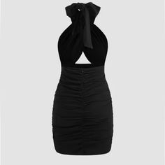 Zara Draped Black Dress Size S New With Tag Bottom Portion Is Ruched For A Flattering Look Questions? Leave A Comment Below! Black Draped Mini Dress With Stretch, Black Draped Stretch Mini Dress, Black Draped Ruched Mini Dress, Black Ruched Halter Neck Mini Dress, Black Ruched Draped Dress, Zara Black Ruched Mini Dress, Black Draped Mini Dress For Date Night, Zara Black Halter Neck Mini Dress, Zara Black Halter Neck Dress