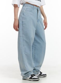 low-rise-wide-fit-baggy-jeans-cl422 / Light blue Low Rise Baggy Jeans, Festival Trends, Prom Outfits, Tailored Pants, Fashion Korean, Plus Size Jeans, Korean Street Fashion, New Tops, Kpop Fashion