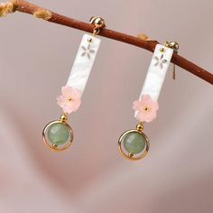 Comfortable, One of Kind. Earrings online shop,|Chinese Traditional|Earrings|Colored Glaze|Female|Pink Chinese Earrings, Special Gift For Girlfriend, Traditional Earrings, Ethnic Earrings, Beaded Drop Earrings, Long Dangle Earrings, Chic Pink, Jade Jewelry, Shell Earrings