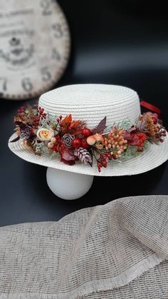 A boho bride is sexiest when she's confident and comfortable. This flower crown hat is a perfect accessory for your wedding! Designed with the boho-chic bride in mind, this floral hat features silk flowers. Every floral hat is handcrafted to order, and can be customised to suit your colour choices; so that it seamlessly fits with every aspect of your special day. Perfect for the ultimate bohemian style wedding, or for making an entrance at your engagement or hen's  👉💖The flower crown is removable from the hat and can be used as a flower crown on your head.  👉💚You can order a hat with flowers, or just a flower crown, or just a hat.  👉💙The flower crown at the back is regulated by a tape.  👉💛The flower crown is made of artificial flowers, dried flowers and other floristic additived  I Adjustable Summer Headpiece With Flower Decoration, Summer Adjustable Headpieces With Flower Decoration, Summer Adjustable Flower Decoration Headpieces, Adjustable Short Brim Headpiece For Garden Party, Bohemian Wedding Costume Hats And Headpieces Adjustable, Handmade Adjustable Headpieces For Garden Party, Bohemian Boater Hat For Garden Party, Bohemian Flower Headpiece For Wedding, Handmade Flowers Brimmed Adjustable Hats