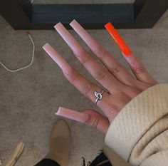 Nail Inspo Xl Square, Bad Nana Nails, Long Basic Acrylic Nails, Plain Long Nails, Curved Nails, Drip Nails, Glow Nails, Simple Acrylic Nails, Exotic Nails