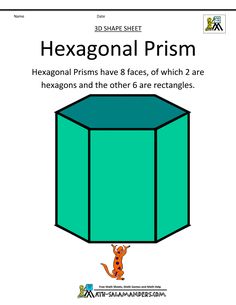 hexagonal prisms have 8 faces, of which are hexagons and the other 6 are rectangles