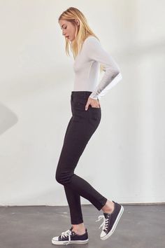 Details: 9.5" Rise / 29.5" Inseam 66.4% Cotton, 28.3% Polyester, 3.6% Rayon, 1.7% Spandex Stretchiness Level >> Super Stretch Our Paris High Rise Jeans come in a super skinny cut that contours the body creating a silhouette enhancing fit. Sits above the natural waistline as it tapers down the leg leaving a skin-tight finish that complements any fit. Made with super-stretch denim that's flexible and durable, maintaining its shape even after multiple wears. Features a classic five-pocket design, s You're My Favorite, High Rise Jeans, Stretch Denim, Leg Jeans, Black Jeans, Tights, High Rise, Paris, How To Wear