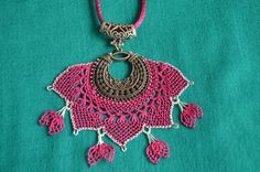 Fuchsia needle lace necklace,Turkish women jewelry Traditional Needle Lace Oya Necklace,Handmade Turkish Needlework Jewelry,Gift For Women,Handcrafted Pendant Necklace,Unique Design Jewelry Handcrafted Needle Lace Oya NecklaceI love to make needle lace and I love to design and make necklaces with needle lace. Every piece is designed and handcrafted by me with love. I hope you love my handmade jewelry too. I can make in any color,design and chain length. I cannot change the dimensions of the lace Pink Crochet Bohemian Necklace, Pink Crochet Necklace, Red Bohemian Crochet Jewelry, Festival Crochet Necklaces, Bohemian Pink Crochet Jewelry, Necklace Traditional, Jewelry Traditional, Traditional Necklace, Necklace Crochet