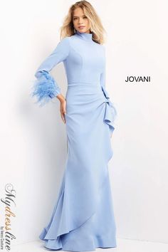 Looking for a sleek and sexy fitted high neck evening dress? Look no further than Jovani 07338. This gorgeous dress features a fitted silhouette, high neckline and allover shimmering fabric that is sure to turn heads. Whether you're headed to a black tie event or a night out on the town, this dress is sure to make a statement. High Neck Evening Dress, Mother Of The Groom Gowns, Metallic Prom Dresses, Couture Evening Dress, Mermaid Evening Gown, Unique Prom Dresses, Long Sleeve Evening Dresses, Long Sleeve Gown, Column Dress