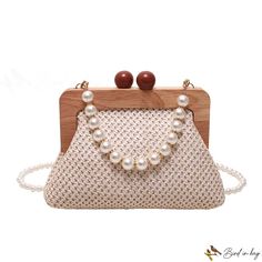 Bird in Bag - Pearl handbag bag female new straw clip mouth bag fashion ladies crossbody bag casual shoulder bag Summer Beige Bags As Fashion Accessory, Beige Summer Fashion Bag, Summer Shoulder Evening Bag, Summer Evening Shoulder Bag, Straw Clutch Bag For Summer, Elegant Large Capacity Straw Crossbody Bag, Elegant Large Capacity Crossbody Straw Bag, Elegant Crossbody Straw Bag For Spring, Elegant Spring Straw Crossbody Bag