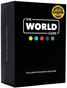 the world game is on display in front of a black box with four different colors