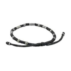 Hill Tribe Style 950 Silver And Black Cord Bracelet - True Balance in Black | NOVICA Mens Bracelet Designs, Golden Jewelry, Electronics Jewelry, Cord Bracelet, Black Bracelets, Cord Bracelets, Silver Pieces, Braided Bracelets, Jewelry Packaging