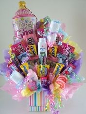 the candy bouquet is filled with lots of candies