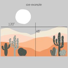 an image of a desert scene with cacti in the foreground and a full moon above it