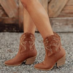 Show Off Your Love For Country Style With These Trendy Cowgirl Booties! Crafted From Faux Leather With Detailed Stitch Accents For An Authentic, Yet Modern Look. Its Pointed Toe Adds A Timeless Silhouette, While The Synthetic Out-Sole And Stacked Heel Provide Comfort And Durability. Easy On And Off Pull Tabs Complete The Design. Condition: Brand New Color: Cognac Heel Height: 2.75" Fit: True To Size (M) Casual Teen Cowgirl Ankle Boots, Ankle Cowgirl Boots Outfit, Cowgirl Boots Short, Ankle Cowgirl Boots, Short Cowgirl Boots, Cognac Heels, Brown Cowgirl Boots, Cowgirl Boots Outfit, Soda Shoes