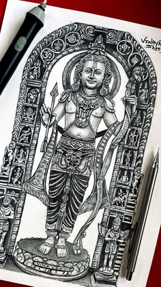 #ayodhyarammandir #ram Drawing Ideas Indian Art, Drawing Of Indian Culture, Sri Ram Drawing Sketch, Ram Lala Drawing Sketch, Shri Ram Mandala Art, Ram Lalla Sketch, Rama Mandala Art, God Ram Drawing, Ram Ji Mandala Art