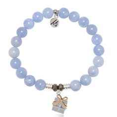 Sky Blue Jade Gemstone Bracelet with Present Sterling Silver Charm Fan Bracelet, Jade Charm, Bracelet With Heart, Bracelets With Meaning, Blue Charm, Blue Jade, Jade Gemstone, Bracelets Handmade Beaded, Jade Stone