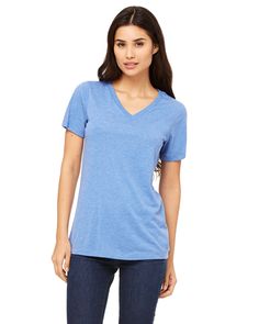 Shop Bella + Canvas 6415 in Blue Triblend & get instant bulk discounts. This 50.00% Polyester, 25.00% Cotton, 25.00% Rayon Women T-Shirt is often used for Heat Transfer projects by our customers | Ships Fast | Award-Winning Customer Service. Womens Jersey, Christian Clothing, V Neck Tee, Jersey Shorts, Men Short Sleeve, Bella Canvas, Neck T Shirt, Shirts Tops, V Neck T Shirt