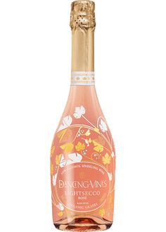 a bottle of pink wine with gold foil on the top and label that says dugoggvins