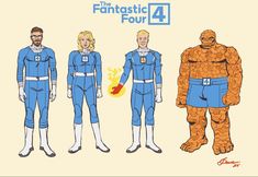 the fantastic four are in their blue costumes