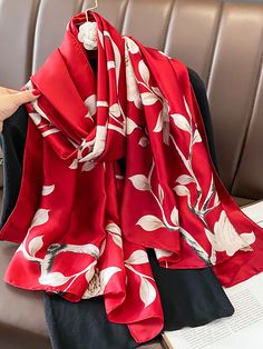 Sun-Protection Contrast Color Floral Printed Shawl & Scarf BLUE-One_size New Hijab, Scarf Ideas, Spring Scarves, Square Silk Scarf, Silk Shawl, Summer Scarves, Shawl Scarf, Scarf Women, Scarf Tying