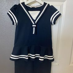 Never Worn. Sailor Dress. Size Us 8-10y. Navy Blue Color. Excellent Condition. No Stitches Problem. No Sticky And No Smell. Never Used. H&M Girls Sailor Dress Summer School Uniform Dress With Short Sleeves, Summer Short Sleeve School Uniform Dress, Casual Ruffled Dresses For School, Cute Navy Short Sleeve Dress, Cute Navy School Dress, Preppy Blue Dresses With Ruffles, Preppy Blue Ruffled Dresses, Casual Navy Dress For School, Navy Short Sleeve School Dress