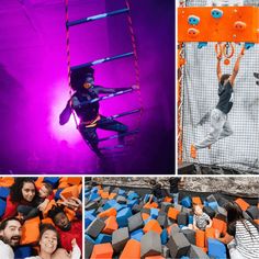 several pictures of people in an indoor climbing course