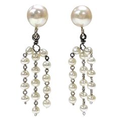 White Gold Cultured Pearl Dangle Earrings | From a unique collection of vintage Dangle Earrings at https://www.1stdibs.com/jewelry/earrings/dangle-earrings/. Pearl Dangle Earrings, Pearl Earrings Dangle, Toned Body, Light Cream, Gold Wire, Dream Jewelry, Earrings Dangle, Cultured Pearls, Jump Rings