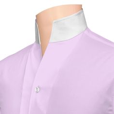 Light Lilac cotton High collar shirt White collar & cuff Long sleeves - 4" wide 3 buttons Single/Barrel cuff 100% cotton - Soft & Comfortable fabric High Open collar shirt - Buttonless V collar / Band - Grandad collar, Tall neck This shirt is Hand-Made On Order Shade of Lilac/Lavender could differ marginally in the shirt due to digital limitation (difference in screen resolution, brightness) Delivery 3 to 4 weeks Sooner delivery could be possible in most cases. Please drop us a line Available si Elegant Shirt With Stand Collar And Buttons, Elegant Stand Collar Shirt With Buttons, Designer Pink Top For Formal Occasions, Elegant Stand Collar Shirt For Formal Occasions, Elegant Formal Shirt With Stand Collar, Fitted Purple Top For Semi-formal Occasions, Purple Fitted Top For Semi-formal Occasions, Elegant Shirt With Stand Collar And Placket, Elegant Stand Collar Shirt With Placket