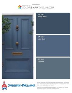 the color scheme for this front door is blue