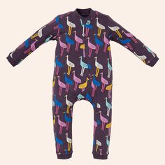 This will be your little one’s favorite outfit. It’s made in super soft organic cotton jersey with a bit of stretch for added ease and comfort. Our selection of bold and graphic prints can be worn out and about, or comfortably to naptime or bedtime. A full length zipper closure makes dressing easy. 95% Organic Cotton/5% Spandex Cotton Graphic Print Onesie For Loungewear, Unisex Playful Onesie For Loungewear, Spring Cotton Onesie With Graphic Print, Long Sleeve Cotton Onesie With Graphic Print, Multicolor Cotton Graphic Print Sleepwear, Cotton Onesie For Playtime In Fall, Playful Cotton Onesie For Playwear, Unisex Cotton Onesie For Loungewear, Printed Cotton Onesie For Playwear