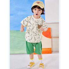 Cartoon Graphic Kids Tee Fabric: 92% Cotton + 8% Spandex Style: Leisure Size: S, M, L, XL, 2XL, 3XL Color: Beige Occasion: Outdoor, Daily, Vacation Green Casual Top With Cartoon Print, Casual Green Top With Cartoon Print, Stretch Cotton Tops With Cartoon Print, Casual Stretch Tops With Cartoon Print, Casual Stretch Cartoon Print Tops, Casual Green Tops With Cartoon Print, Playful Stretch Crew Neck Top, Casual Yellow Shirt With Cartoon Print, Cotton Graphic Tee With Cartoon Print