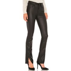 Free People Spellbound Coated Bootcut Jeans In Black, A Sultry Formfitting Denim Pant Featuring Slick-Coated Bootcut Style With Slits At The Hems. Party Every Day, Or At Least Look Like You Do In These Fierce Faux Leather Bootcut Jeans From Free People. Women's Size 32 70% Cotton, 20% Poly, 3% Elastane Zip Fly With Button Closure 5-Pocket Design Notched Hem Coated Denim High-Rise Fitted Through Hips And Thighs Made In Turkey Manufacturer Style No. Ob1026014 Trendy Fitted Slim Pants, Slim Fall Workwear Bottoms, Chic Slim Bottoms For Fall, Chic Slim Fall Bottoms, Winter Straight Leg Jeans For Night Out, Trendy Jeans For Night Out In Winter, Trendy Jeans For Winter Night Out, Trendy Slim Pants For Fall, Trendy Slim Fall Pants