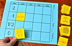 This activity has 16 cards including an equation, graph, table, and 2 points. Students will sort the cards according to their slope. This is a great activity for groups of 2-4 and can be laminated so that you can use it year after year. You could also have students glue it into their interactive notebooks. Slope Activity Middle School, Slope Activities Math Middle School, Slope Intercept Form Activities, Finding Slope From A Graph, Pre Algebra Interactive Notebook, Sorting Activities, Interactive Notebooks, Teaching Math, Laminate