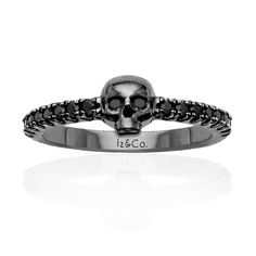 Skull Black Diamond Band — Iz&Co. Gothic Accessories Jewellery, Harley Apparel, Snake Skeleton, Black Diamond Band, Black Skull Ring, Gothic Jewelry Diy, Skull Quote, Alternative Ring, Ring Bride