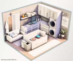 Room Ideas Sims 4, White Laundry Room, Deco Sims, White Laundry Rooms, White Laundry, Sims 4 House Plans, Laundry Room Ideas, Bloxburg Ideas