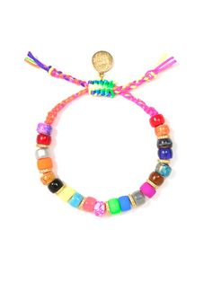 Experience the beauty of a rainbow with our Radiant Rainbow Bracelet! Adorned with tie dye rainbow charms and sparkling pave rhinestone accents, this bracelet is sure to bring out those rays of sunshine––even on the cloudiest of days!   6" Adjustable rainbow threadwork Drawstring closure (extendable up to 8") Gold plat Spanish Mothers Day, Word Bracelets, Venessa Arizaga, Rays Of Sunshine, Tie Dye Rainbow, Rainbow Jewelry, Rainbow Bracelet, Craft Corner, Bee Happy