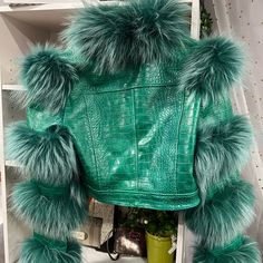 She’s A Beauty Pretty Green Jacket Green Long Sleeve Outerwear With Faux Fur Trim, Luxury Green Outerwear For Fall, Luxury Green Fall Outerwear, Green Leather Jacket, Green Leather Jackets, Pretty Green, Green Jacket, Green Leather, Limited Time